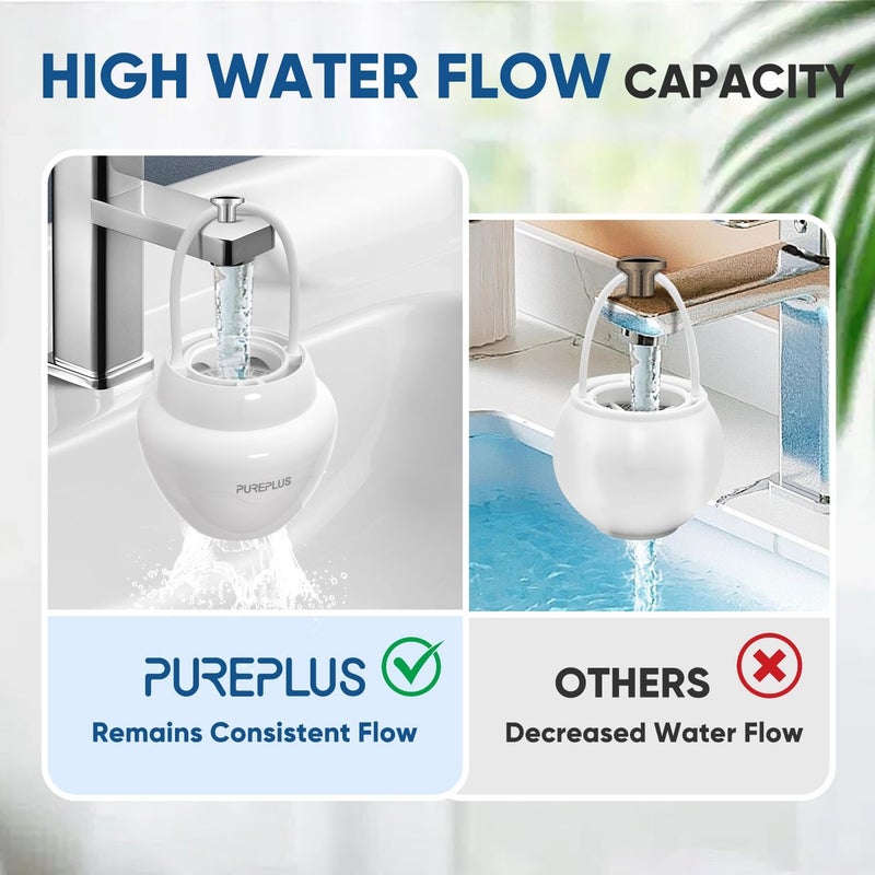 Pure Plus Bathtub Bath Water Filter Replacement Cartridge, 11 Stages 2500 Gallons Filtration, Reduces Chlorine & Heavy Metals, Replacement for Standard Bathtub Bath Water Filter, 2PACK - Image 5